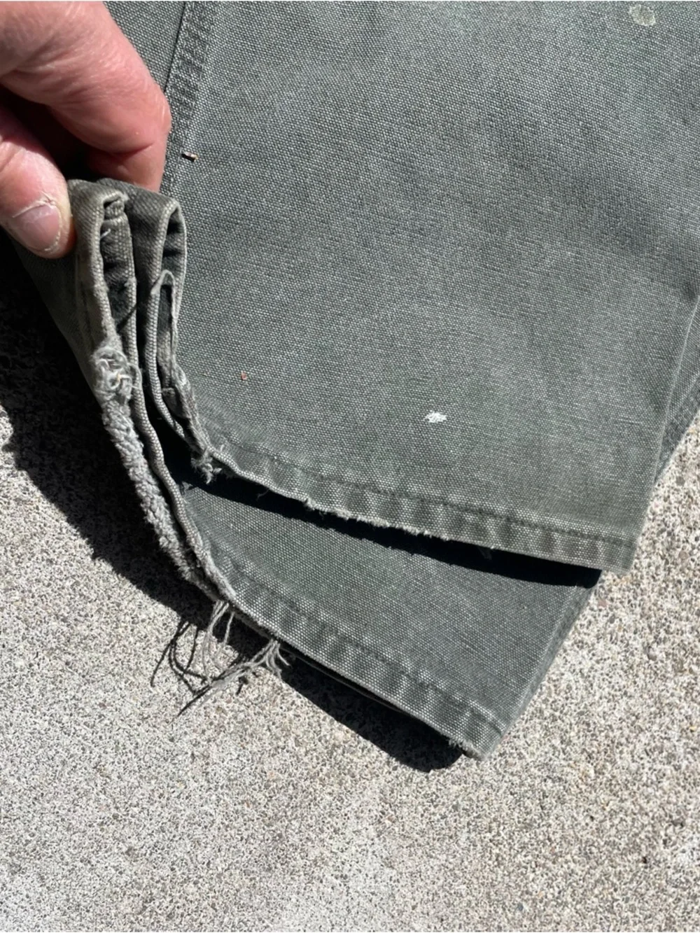 VTG Carhartt R06 MOS Canvas Bib Overalls 40x30 Double Knee Green Union Made USA - Picture 14 of 16